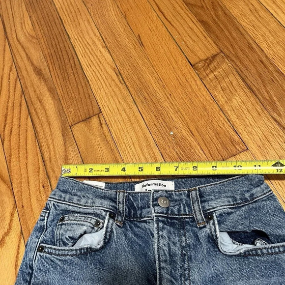 Reformation Liza Ultra High Rise Straight Organic Cotton Jeans in Blue‎ Malta 24 - Picture 10 of 10